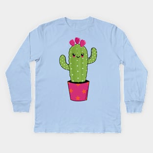 Cactus kawaii Kids Long Sleeve T-Shirt